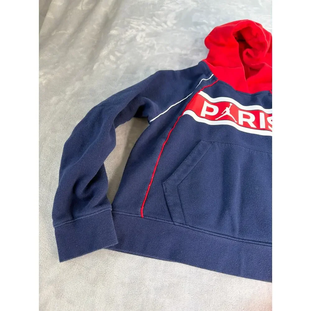 Jordan PSG Paris Saint-Germain Youth Large Hoodie Sweatshirt 12-13 Yrs Navy Red